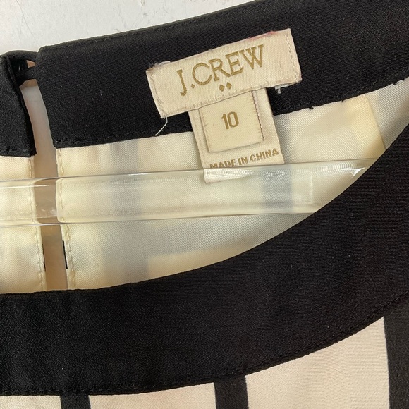 J Crew Dress Mod Black White Cream Longsleeve Geometric Grid Print Midi Size 10 - Picture 3 of 8